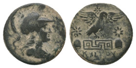 PHRYGIA. Apameia. Ae (Circa 88-40 BC). Kokos, magistrate.
Obv: Helmeted bust of Athena right.
Rev: AΠΑΜΕΩN / KΩKOY.
Eagle alighting right on maeand...