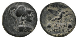 PHRYGIA. Apameia. Ae (Circa 133-48 BC). Antiphon and Menekleios,magistrate.
Obv: Helmeted bust of Athena right.
Rev: ΑΝΤΙΦΩΝ / [Μ]ΕΝΕΚΛΕΟ[ΥΣ].
Eagl...