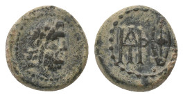 KINGS OF GALATIA. Deiotaros (Circa 63-59/8 BC). Ae.
Obv: Laureate head of Zeus right.
Rev: Monogram and Galatian shield.
SNG BN 2332; SNG von Auloc...