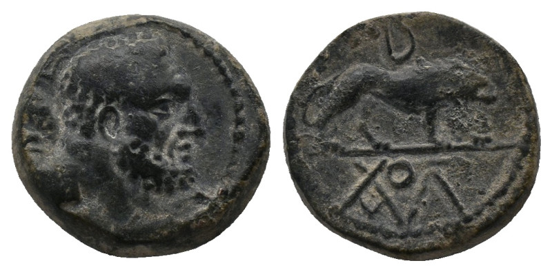 KINGS OF GALATIA. Amyntas (36-25 BC). Ae. Dated RY 5 (31/0).
Obv: Head of Herak...