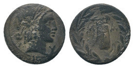LYCIAN LEAGUE. Masicytes ( Late 1st century BC).
Obv: Laureate bust of Apollo right.
Rev: Lyre within wreath.
Troxell 202β; RPC I 3321.
Condition ...