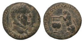 BITHYNIA. Nicaea. Vespasian (69-79). Ae. M. Plancius Varus (proconsul).
Obv: ΑΥΤΟΚΡΑΤΟΡΙ ΚΑΙΣΑΡΙ ΣΕΒΑΣΤΩ ΟΥΕΣΠΑΣΙΑΝΩ ΝΕΙΚΑI.
Laureate head right.
R...