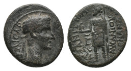 PHRYGIA. Aezanis. Claudius (41-54). Ae. Pausanius Menandros, magistrate.
Obv: KAICAP KΛAVΔIOC.
Laureate head right.
Rev: AIZANITWN ЄΠI ΠAVCANIOV MЄ...