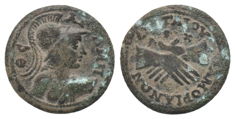 PHRYGIA. Amorium. Pseudo-autonomous. Ae (Circa 160-220).
Obv: ΘEA PΩMH.
Helmet...