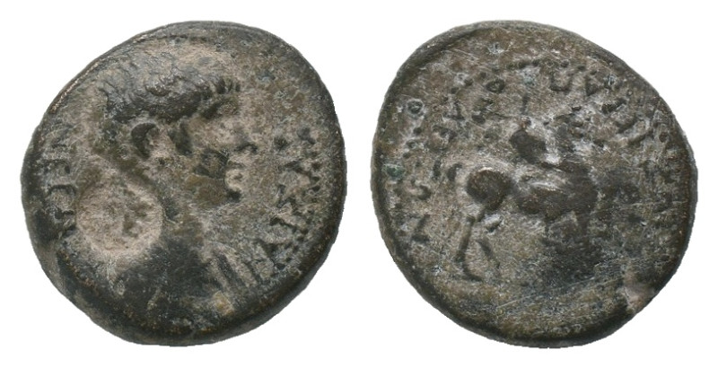 PHRYGIA. Hierapolis. Nero (Caesar, 50-54). Ae. Chares and Papias, magistrates.
...