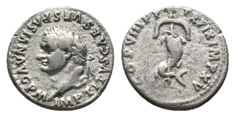 TITUS (79-81). Denarius. Rome. Obv: IMP TITVS CAES VESPASIAN AVG P M. Laureate h...