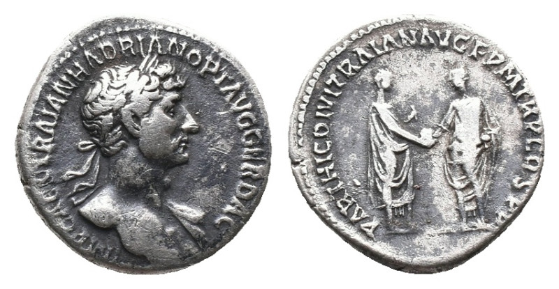 HADRIAN (117-138). Denarius. Rome.
Obv: IMP CAES TRAIAN HADRIANO OPT AVG GER DA...