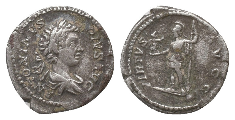 CARACALLA (198-217). Denarius. Rome.
Obv: ANTONINVS PIVS AVG.
Laureate and dra...