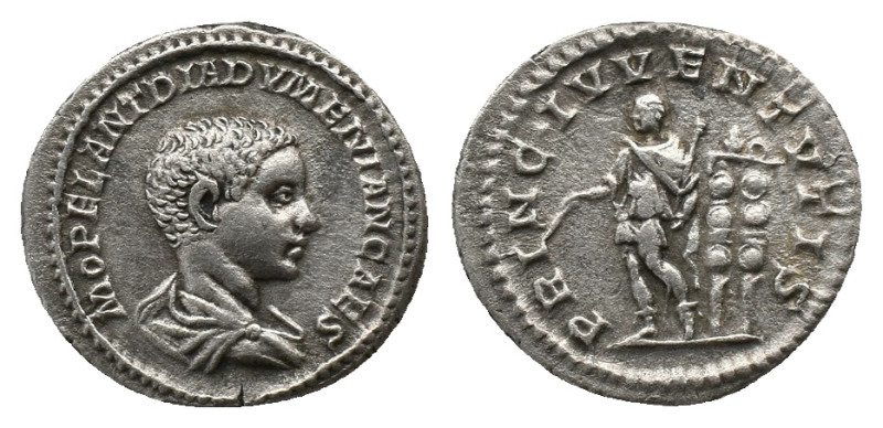 DIADUMENIAN (Caesar, 217-218). Denarius. Rome.
Obv: M OPEL ANT DIADVMENIAN CAES...