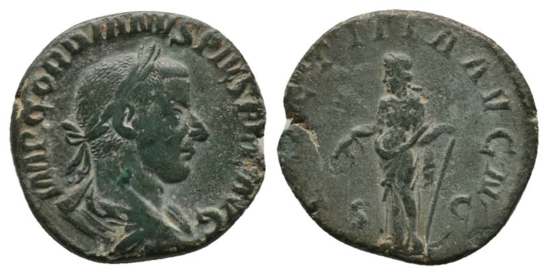 GORDIAN III (238-244). Dupondius. Rome.
Obv: IMP GORDIANVS PIVS FEL AVG.
Laure...