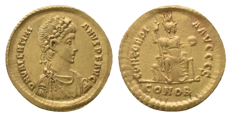 VALENTINIAN II (375-392). GOLD Solidus. Constantinople.
Obv: D N VALENTINIANVS ...