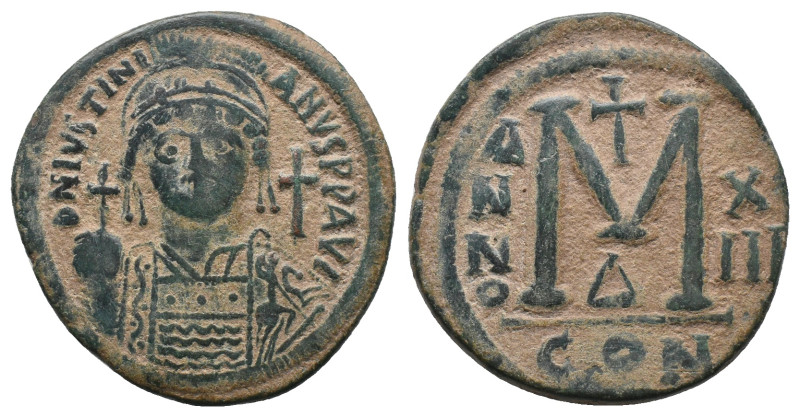 JUSTINIAN I (527-565). Follis. Constantinople. Dated RY 13 (539/40).
Obv: D N I...