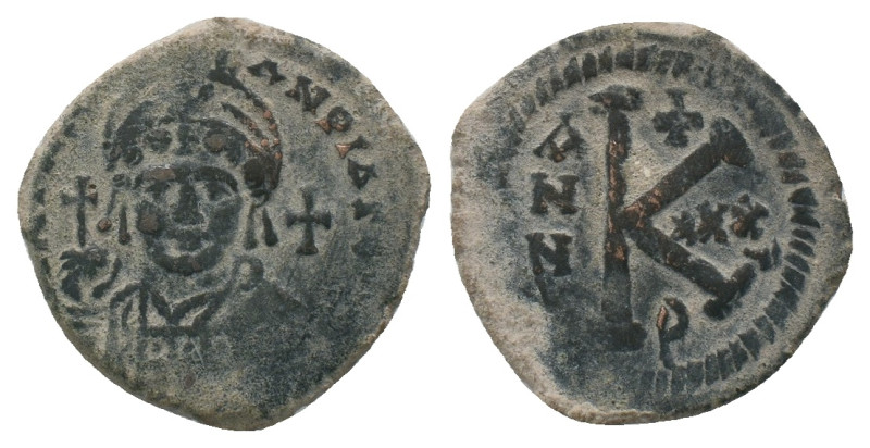 JUSTINIAN I (527-565). Half Follis. Antioch.
Obv: D N IVSTINIANVS P P AVG.
Hel...