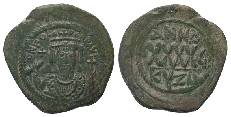 PHOCAS (602-610). Follis. Cyzicus. Dated RY 6 (607/8).
Obv: D N FOCAS PЄRP AVG....