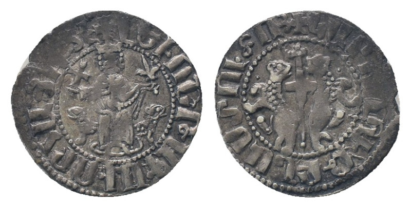 ARMENIA. Levon I (1198-1219). Tram.
Obv: Crowned figure of Levon seated on thro...