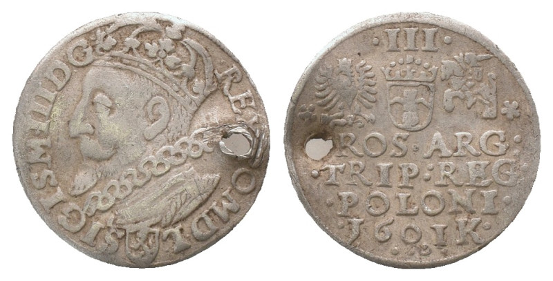 POLAND. Sigismund III Vasa (1587-1632). Trojak (1601). Kraków.
Obv: SIGISM III ...