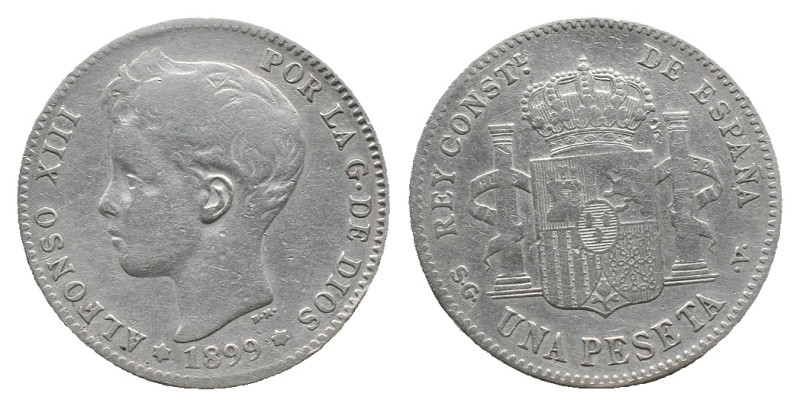 Spain Kingdom 1899 *18-99 SGV 5 Pesetas - Alfonso XIII (3rd portrait) Silver (.9...