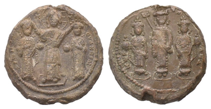 BYZANTINE LEAD SEALS. Romanus IV Diogenes. Emperor (1068-1071).
Obv: PWMANS ЄVΔ...