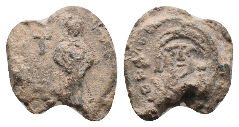 MAURICE TIBERIUS (582-602). Lead Seal.
Obv: Crowned, draped and cuirassed bust ...