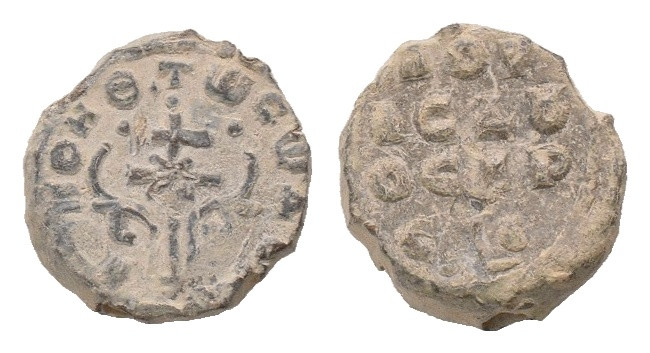 Byzantine Lead Seal. Uncertain.
.
Condition: fine.
Weight: 5.16 g.
Diameter:...