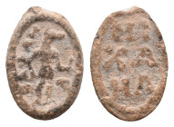 EGYPT. Uncertain. Gnostic Tessera. circa 2nd to 4th centuries.
Obv: IAΩ PH.
Abrasax-Anubis standing front, head to left, holding sistrum in his righ...