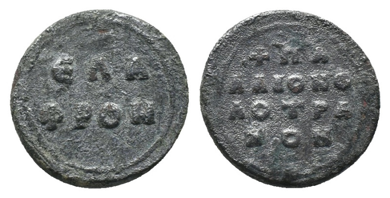 Basil II and Constantine VIII
Elafron coin weight.
Obv: EΛΑΦΡΟΝ.
Rev: + ΠΑ/ Λ...