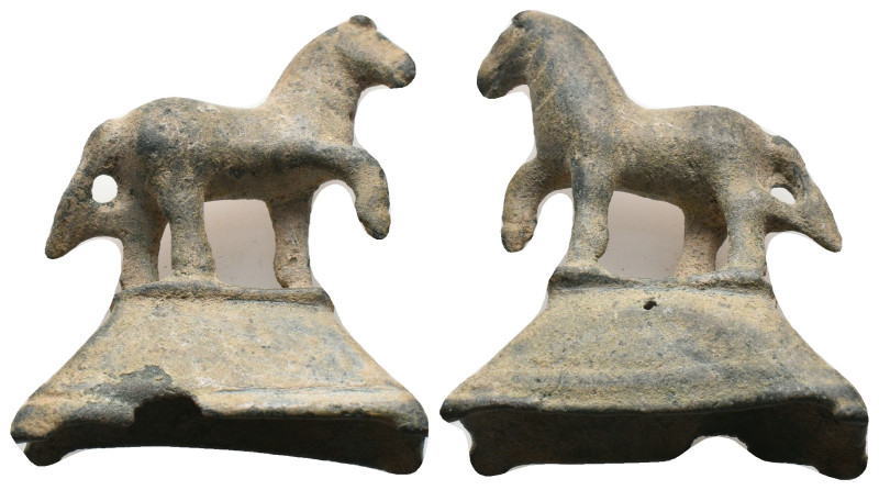 ANCIENT ROMAN BRONZE HORSE FIGURINE.(1st- 3rd century).
.
Weight: 32.57 g.
Di...