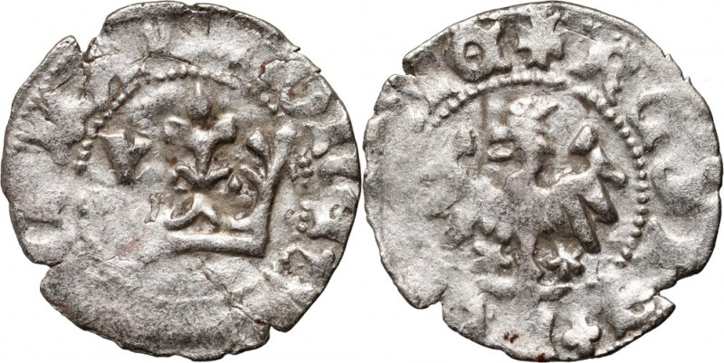 Władysław Jagiełło 1386-1434, półgrosz, Kraków, bez sygnatur Waga 1,15 g. Refere...