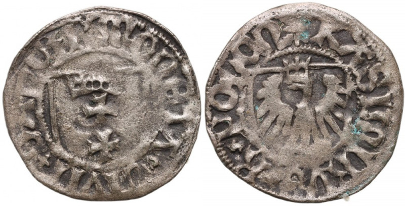 Kazimierz IV Jagiellończyk 1446-1492, szeląg, Gdańsk Waga 1,20 g. Ładna, stara p...