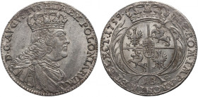 August III, ort 1755 EC, małe popiersie króla, Lipsk - przebita data? R