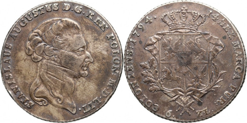 Stanisław August Poniatowski, talar 1794, Warszawa Srebro 23,90 g. Ciemna, natur...