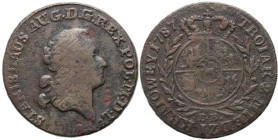 Stanisław August Poniatowski, trojak z miedzi krajowej 1787 EB, Warszawa R