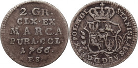 Stanisław August Poniatowski, 2 grosze (półzłotek) 1766 FS, Warszawa