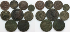 Polska, zestaw monet z XVIII-XIX wieku, (9 sztuk)