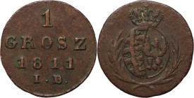 Księstwo Warszawskie, Fryderyk August I, 1 grosz 1811 IB, Warszawa