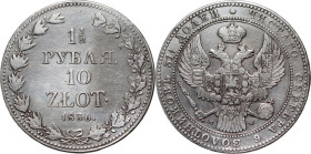 Zabór rosyjski, Mikołaj I, 1 1/2 rubla = 10 złotych 1836 MW, Warszawa