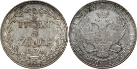 Zabór rosyjski, Mikołaj I, 3/4 rubla = 5 złotych 1839 MW, Warszawa