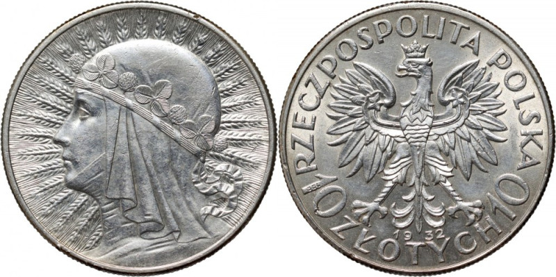 II RP, 10 złotych 1932, Londyn, Głowa Kobiety Reference: Parchimowicz 120a
Grad...