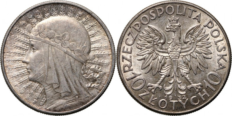 II RP, 10 złotych 1932, Londyn, Głowa Kobiety Piękna patyna. Reference: Parchimo...