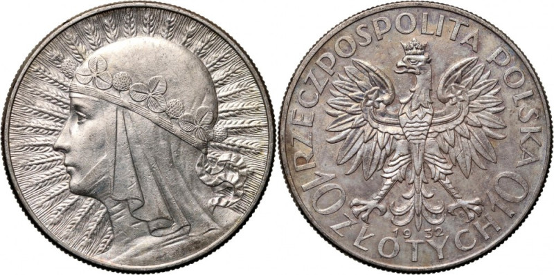 II RP, 10 złotych 1932, Warszawa, Głowa Kobiety Reference: Parchimowicz 120a
Gr...