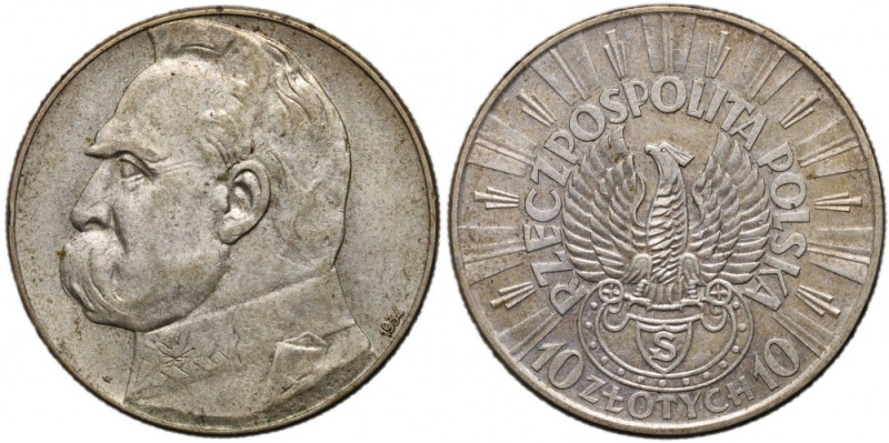 II RP, 10 złotych 1934 S, Warszawa, Józef Piłsudski, Orzeł Strzelecki Poszukiwan...