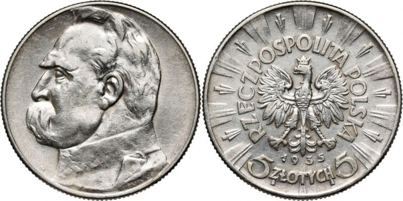 II RP, 5 złotych 1935, Warszawa, Józef Piłsudski Reference: Parchimowicz 118b
G...