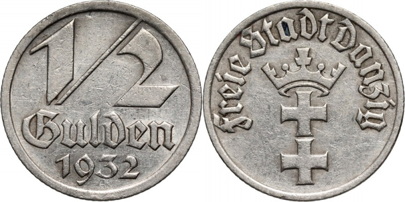 Wolne Miasto Gdańsk, 1/2 guldena 1932, Berlin Nikiel.
Reference: Parchimowicz 6...