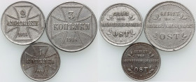 OST, zestaw monet z 1916 roku, (3 sztuki)
