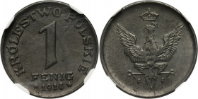 Królestwo Polskie, 1 fenig 1918 F, Stuttgart