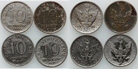 Królestwo Polskie, zestaw 10 fenigów 1917 FF, (4 sztuki)