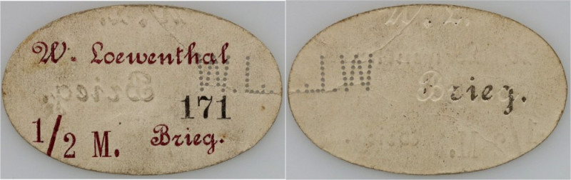 Germany, Brzeg, emergency money 1/2 Mark, W. Loewenthal Number 171. Numer 171. P...