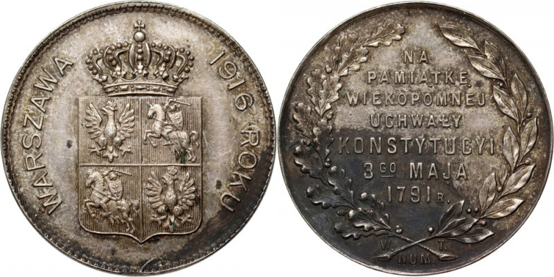 Polska, medal z 1916 roku, 125-lecie Konstytucji 3 Maja, Warszawa Sygnowany 'W. ...