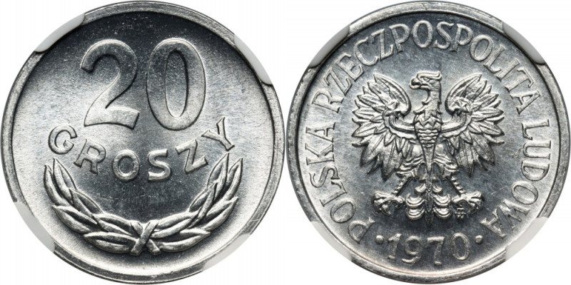 PRL, 20 groszy 1970 Pięknie zachowane.
Reference: Parchimowicz 208j
Grade: NGC...