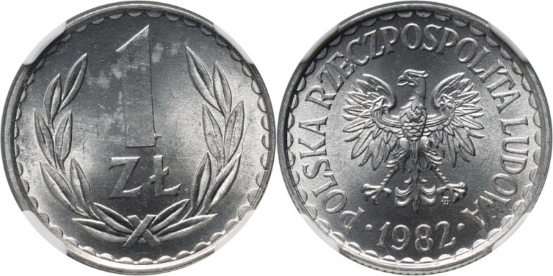 PRL, 1 złoty 1982 Reference: Parchimowicz 213u2
Grade: NGC MS65